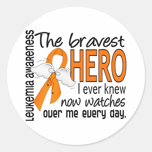 Bravest Hero I Ever Knew Leukemia Classic Round Sticker (Front)