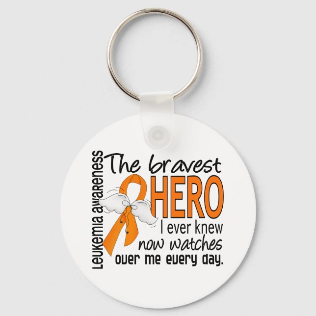 Bravest Hero I Ever Knew Leukemia Keychain (Front)