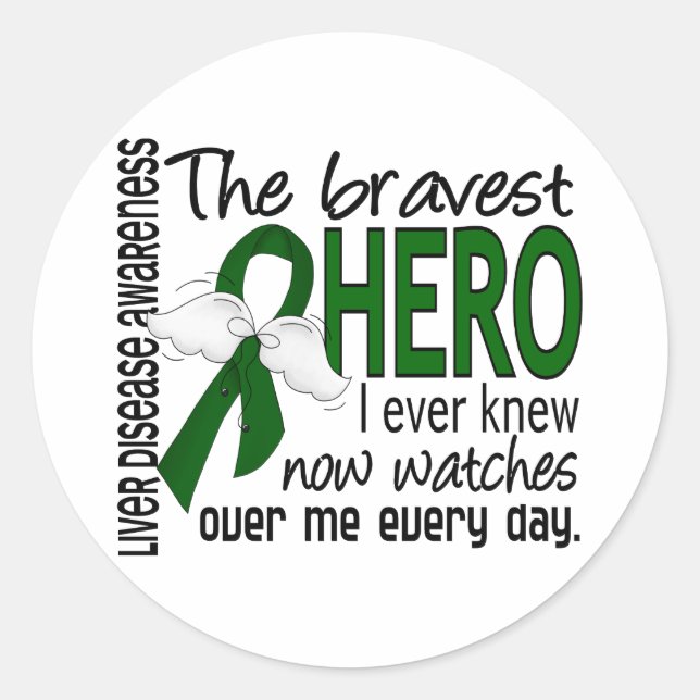 Bravest Hero I Ever Knew Liver Disease Classic Round Sticker (Front)