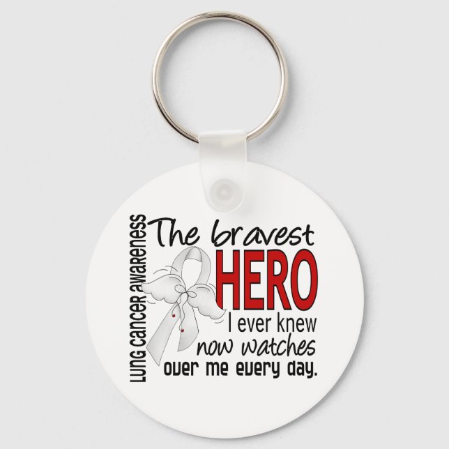Bravest Hero I Ever Knew Lung Cancer Keychain (Front)