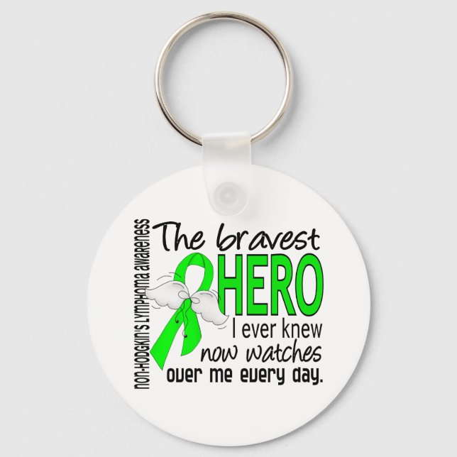 Bravest Hero I Ever Knew Non-Hodgkin's Lymphoma Keychain (Front)