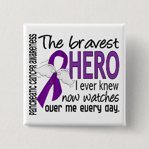 Bravest Hero I Ever Knew Pancreatic Cancer Button