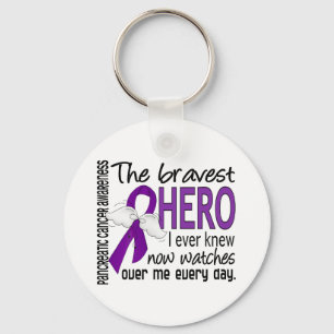 Bravest Hero I Ever Knew Pancreatic Cancer Keychain