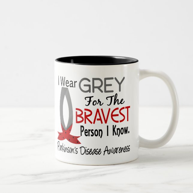 Bravest Person I Know Parkinson's Disease Two-Tone Coffee Mug (Right)