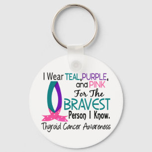 Bravest Person I Know Thyroid Cancer Keychain