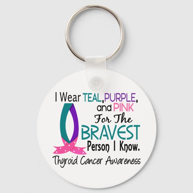 Bravest Person I Know Thyroid Cancer Keychain (Front)