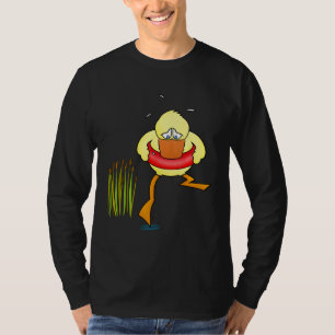 Braving the waters cute and  duck bird swimming le T-Shirt