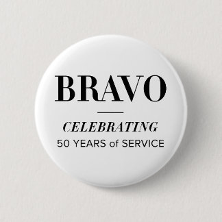 BRAVO 50th white button