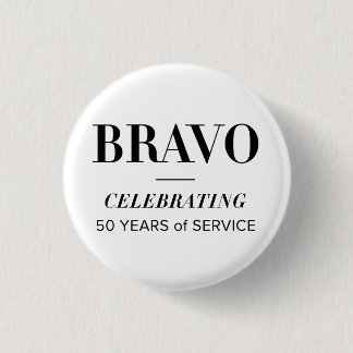 BRAVO 50th white button