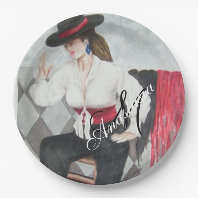 BRAVO BLACK & WHITE PARTY MONOGRAM PAPER PLATES (Front)