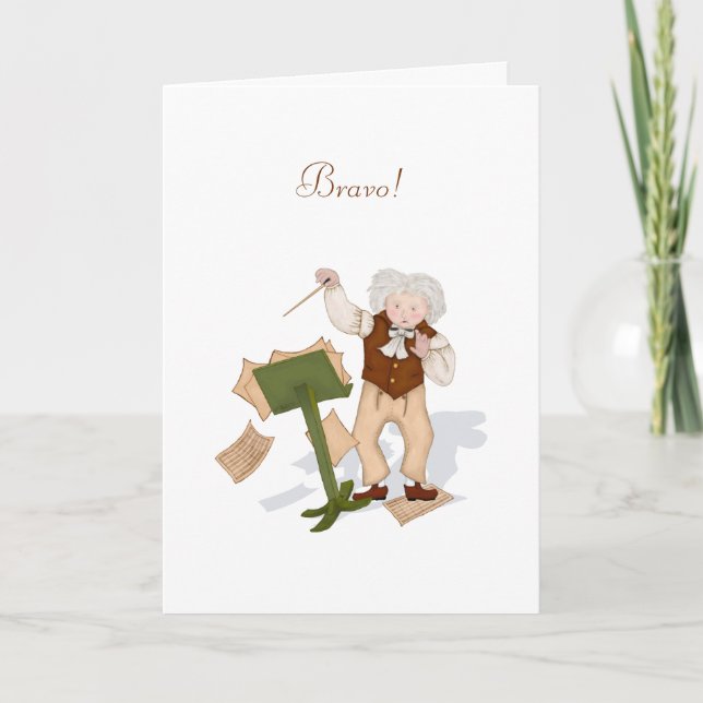 "Bravo!" Cute Beethoven Music Performance Note Card (Front)