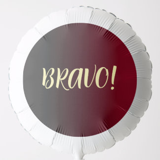 Bravo Gold Cursive Script Burgundy Ombre Accent Balloon