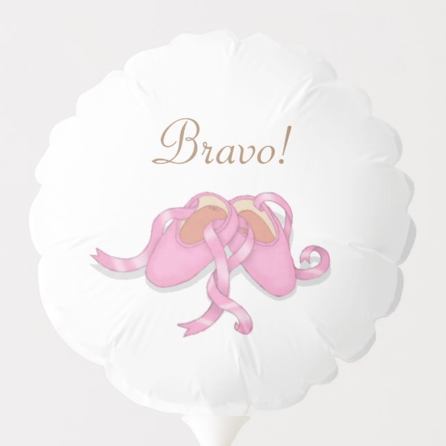 "Bravo" Pink Ballet Slippers Dance Recital Balloon (Back)