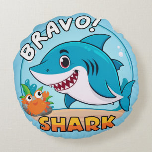 Bravo Sticker, Shark Stickers Round Pillow