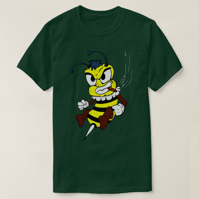 Brawling Bee toon Funny Insect Fighter Fighting T-Shirt (Design Front)
