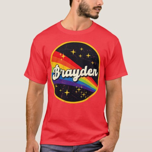 Brayden Rainbow In Space Vintage GrungeStyle T_Shirt