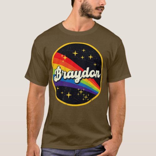 Braydon Rainbow In Space Vintage GrungeStyle T_Shirt