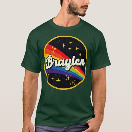 Braylen Rainbow In Space Vintage GrungeStyle T_Shirt