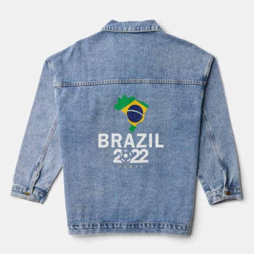 Brazil 2022 Soccer  Brazilian Flag Football  Denim Jacket