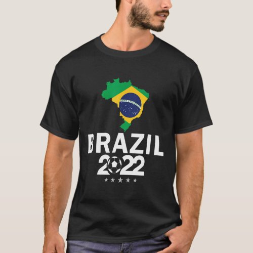 Brazil 2022 Soccer  Brazilian Flag Football  T_Shirt