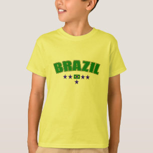 Brazil 5 Star Blue Worded logo 5 star futebol gear T-Shirt