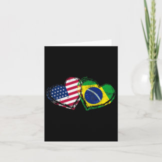 Brazil American Flag Heart Brazilian American Love Card