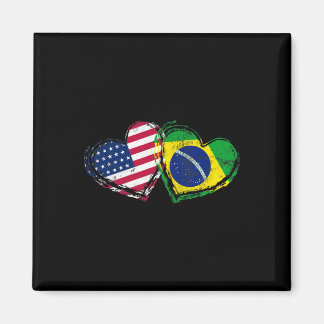 Brazil American Flag Heart Brazilian American Love Magnet