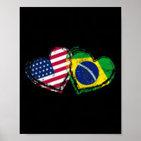 Brazil American Flag Heart Brazilian American Love