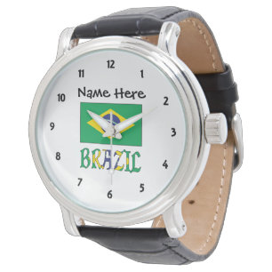 Brazil and Brazilian Flag Personalized Men's Watch