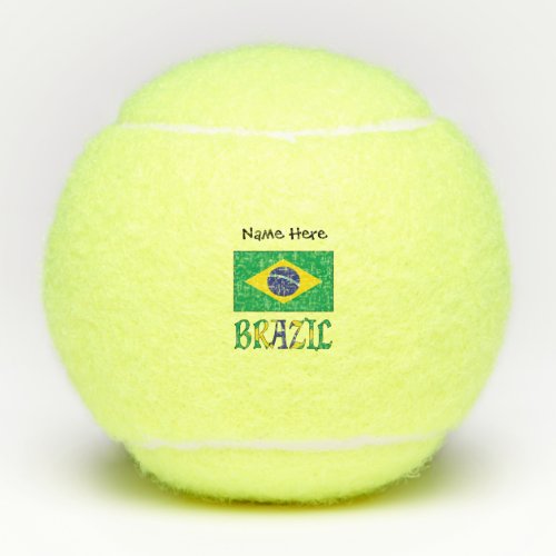 Brazil and Brazilian Flag Personalized  Tennis Balls