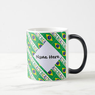 Brazil and Brazilian Flag Tiled Personalized  Color Morph Mug