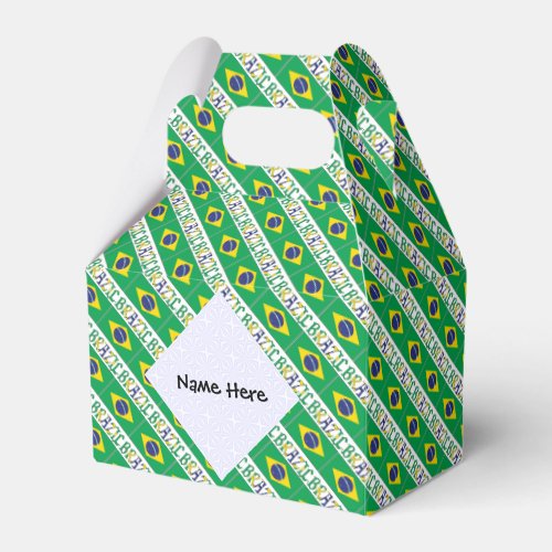 Brazil and Brazilian Flag Tiled Personalized  Favor Boxes