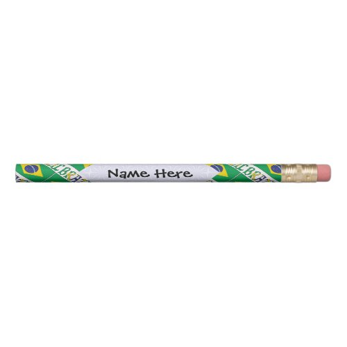 Brazil and Brazilian Flag Tiled with Your Name Pencil