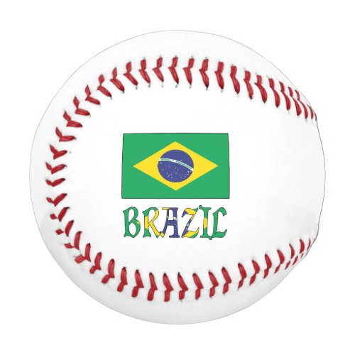 Brazil and Brazilian Flag with Your Name Baseball