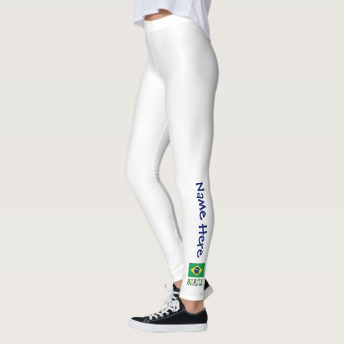 Brazil and Brazilian Flag with Your Name Leggings