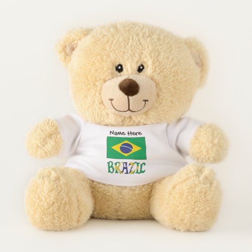 Brazil and Brazilian Flag with Your Name Teddy Bear