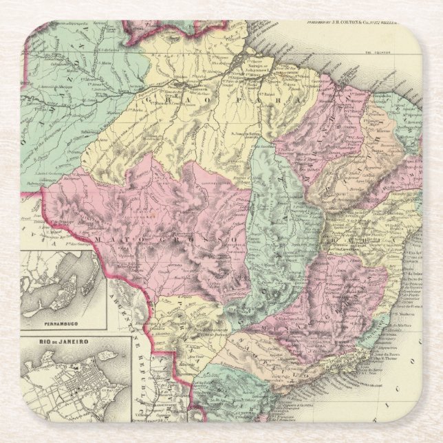 Brazil And Guayana Square Paper Coaster (Front)