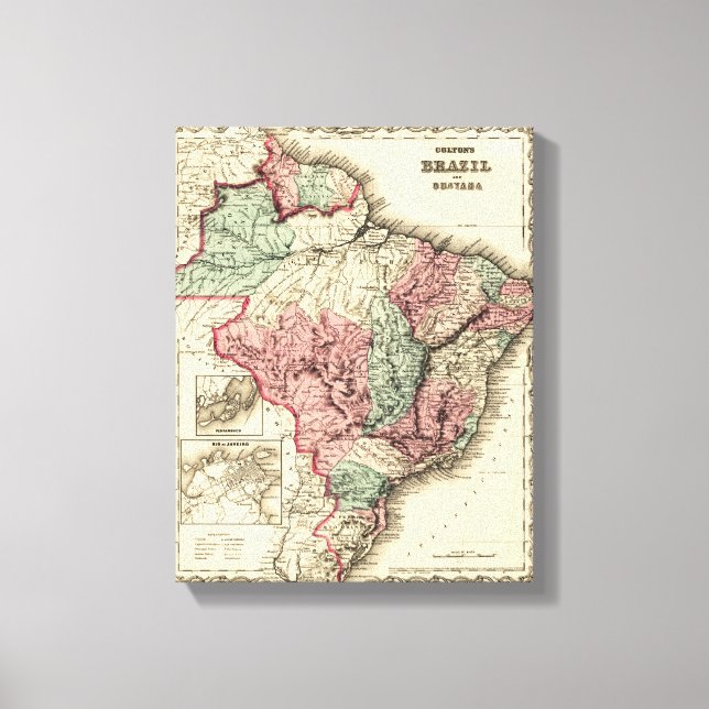 Brazil and GuayanaPanoramic MapBrazil Canvas Print (Front)