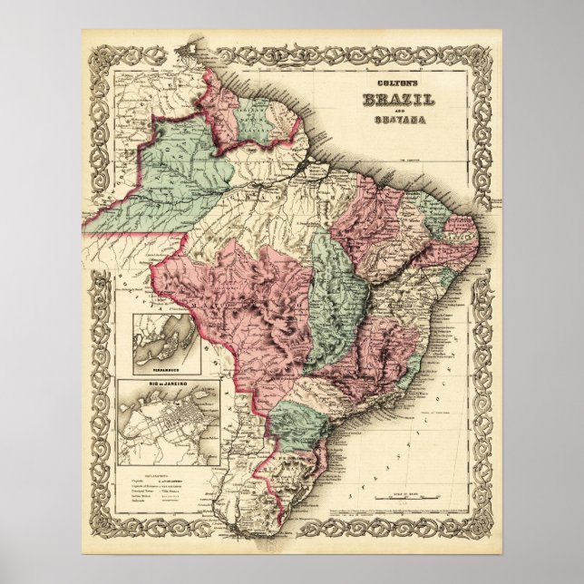 Brazil and GuayanaPanoramic MapBrazil Poster (Front)