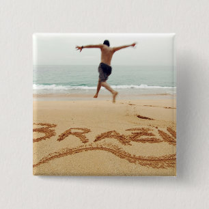 BRAZIL. Barechest man wearing a swimming suit Pinback Button