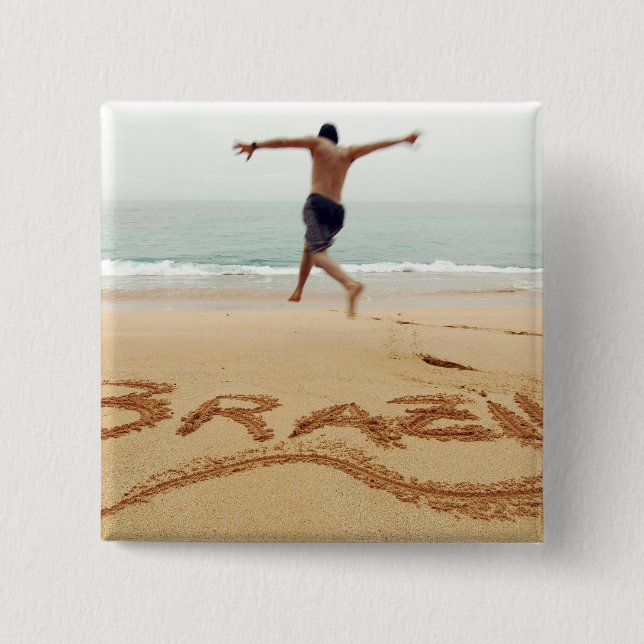 BRAZIL. Barechest man wearing a swimming suit Pinback Button (Front)