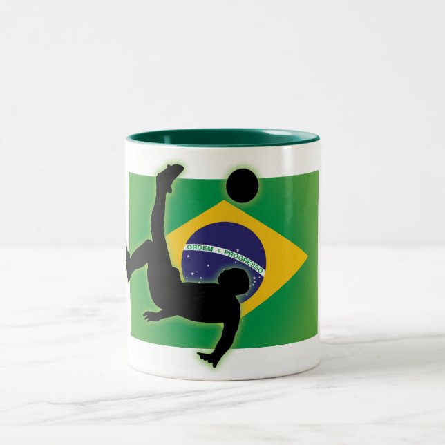 Brazil Bicycle Kick Two-Tone Coffee Mug (Center)