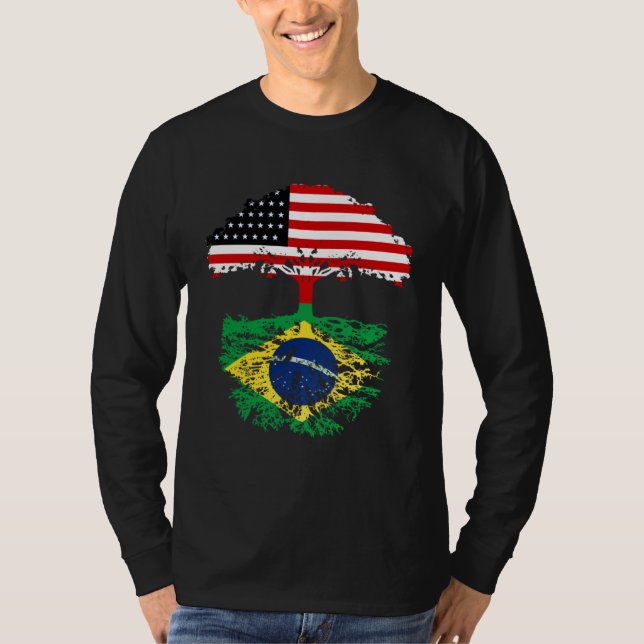 Brazil Brasil Roots American Grown  For Men Women  T-Shirt (Front)