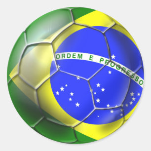 Brazil Brasil Samba football Brazilian flag ball Classic Round Sticker