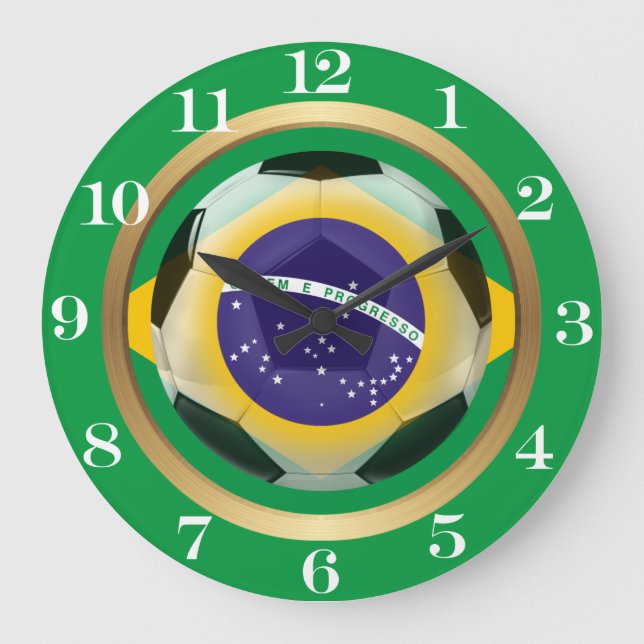 Brazil / Brasil Soccer Ball Large Clock (Front)
