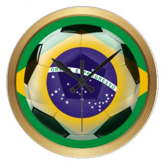 Brazil / Brasil Soccer Ball Large Clock