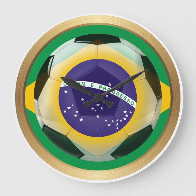Brazil / Brasil Soccer Ball Large Clock (Front)