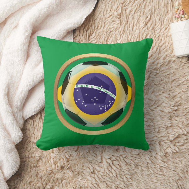 Brazil / Brasil Soccer Ball Throw Pillow (Blanket)