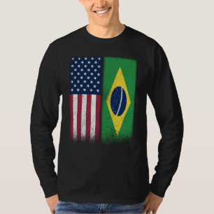 Brazil Brazilian American Flags Proud USA Brazil T-Shirt