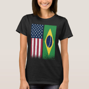 Brazil Brazilian American Flags Proud USA Brazil T-Shirt